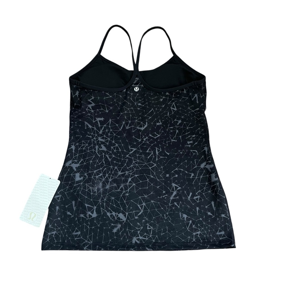 Lululemon Power Y Tank Built In Bra Size 10 NWT Black Gray Geometric Print - Picture 3 of 10